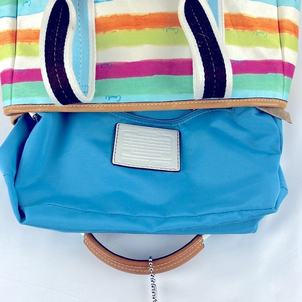 Coach Hampton Watercolors Pastel Striped Fabric Tote Handbag Small G0932-10025 - Picture 13 of 16